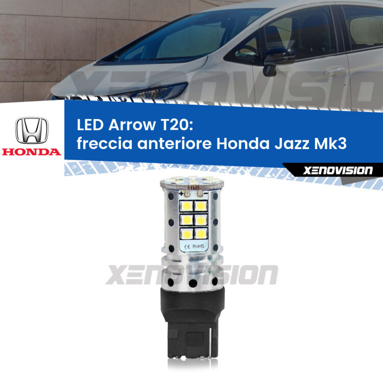 <strong>Freccia Anteriore LED no-spie per Honda Jazz</strong> Mk3 2008 - 2012. Lampada <strong>T20</strong> no Hyperflash modello Arrow.