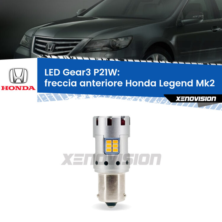 <strong>Freccia Anteriore LED no-spie per Honda Legend</strong> Mk2 1991 - 1996. Lampada <strong>P21W</strong> modello Gear3 no Hyperflash, raffreddata a ventola.