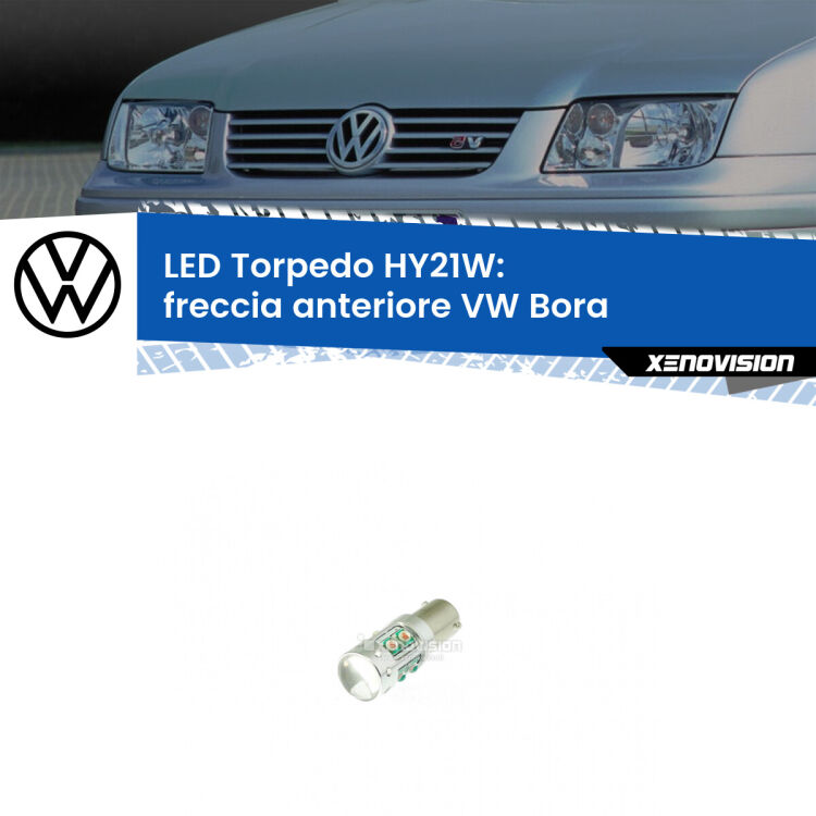 <strong>Freccia Anteriore LED arancio per VW Bora</strong>  1999 - 2006. Lampada <strong>HY21W</strong> canbus modello Torpedo.