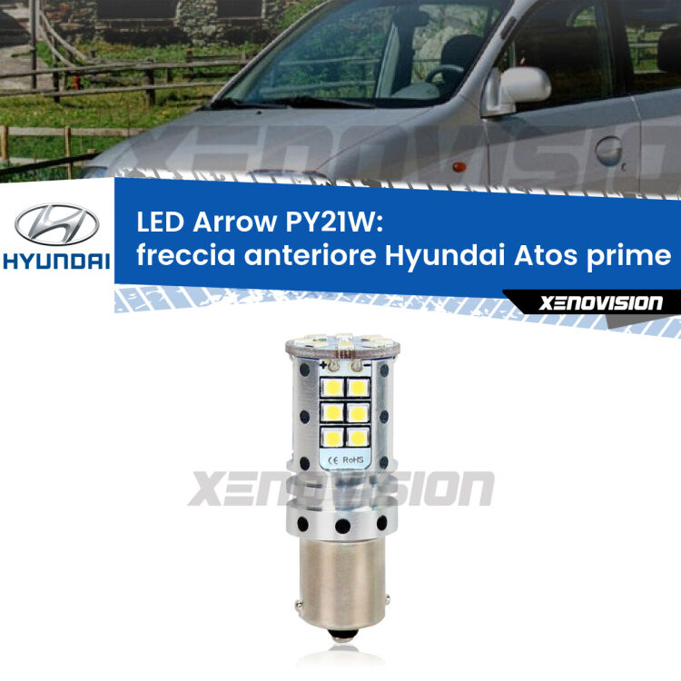 <strong>Freccia Anteriore LED no-spie per Hyundai Atos prime</strong> MX faro bianco. Lampada <strong>PY21W</strong> modello top di gamma Arrow.