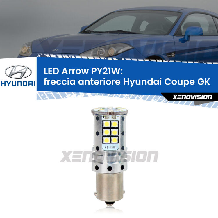 <strong>Freccia Anteriore LED no-spie per Hyundai Coupe</strong> GK restyling. Lampada <strong>PY21W</strong> modello top di gamma Arrow.