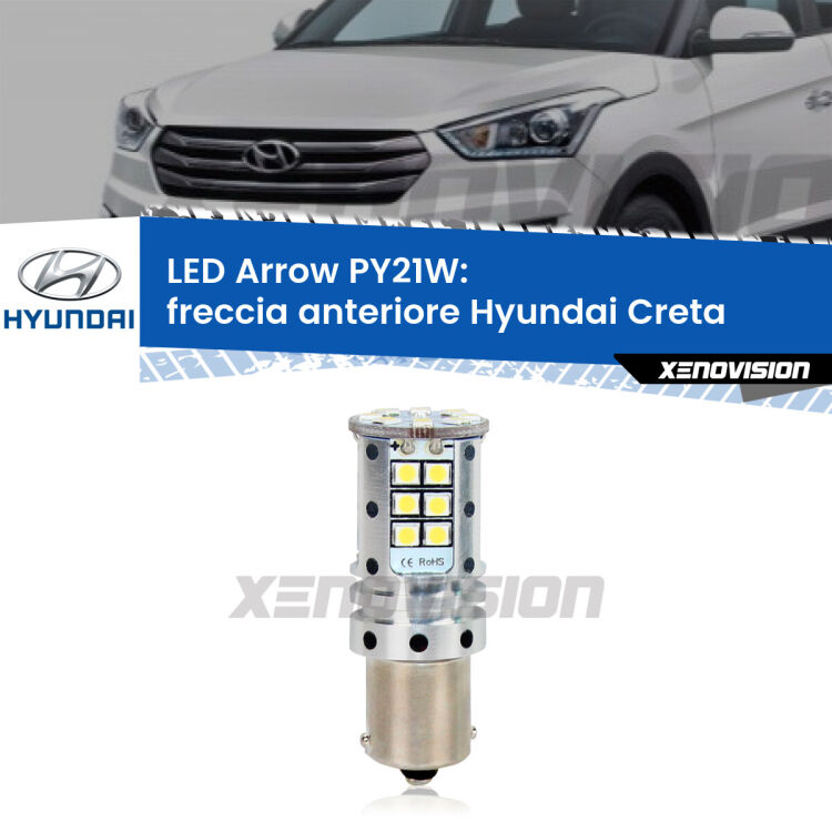 <strong>Freccia Anteriore LED no-spie per Hyundai Creta</strong>  2016 in poi. Lampada <strong>PY21W</strong> modello top di gamma Arrow.