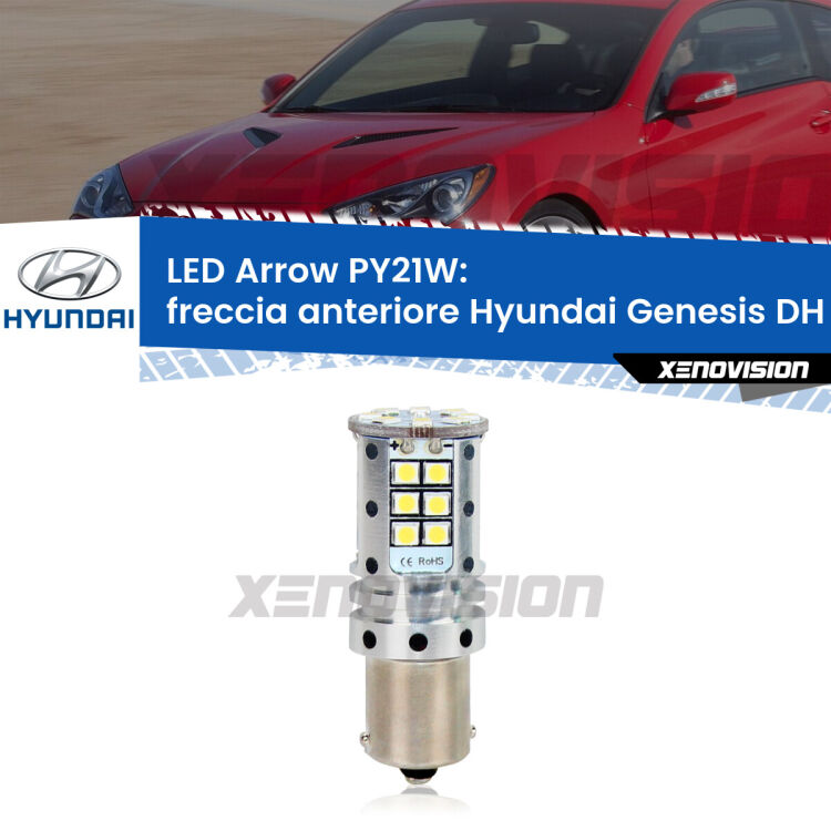 <strong>Freccia Anteriore LED no-spie per Hyundai Genesis</strong> DH 2014 in poi. Lampada <strong>PY21W</strong> modello top di gamma Arrow.