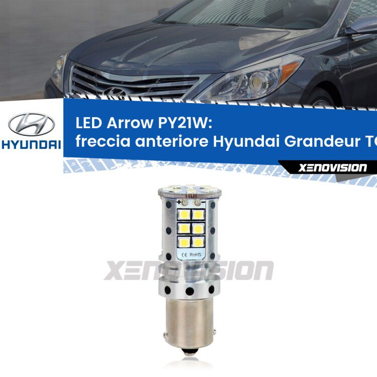 <strong>Freccia Anteriore LED no-spie per Hyundai Grandeur</strong> TG faro bianco. Lampada <strong>PY21W</strong> modello top di gamma Arrow.