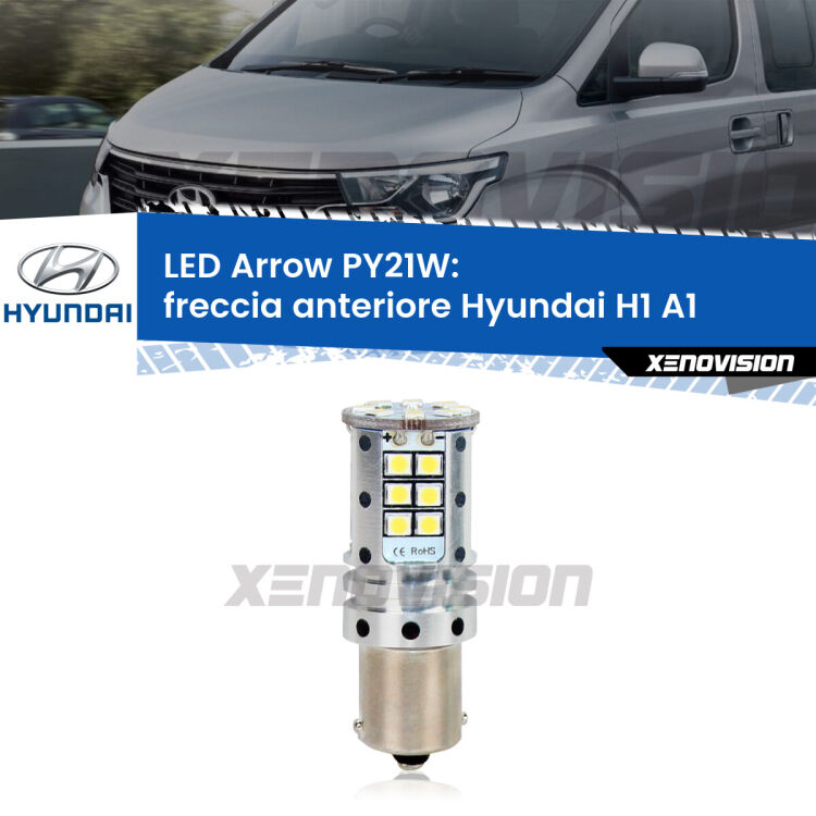 <strong>Freccia Anteriore LED no-spie per Hyundai H1</strong> A1 1997 - 2008. Lampada <strong>PY21W</strong> modello top di gamma Arrow.