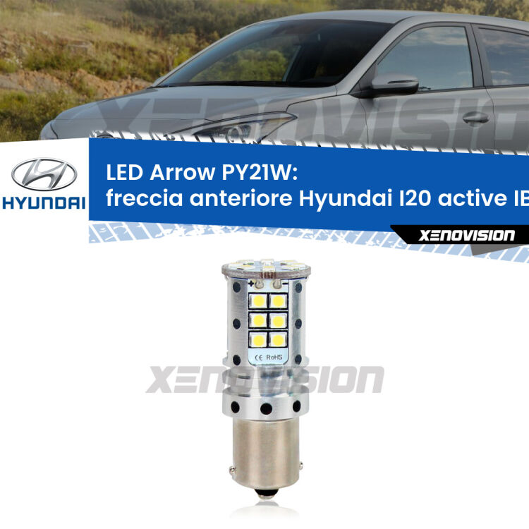 <strong>Freccia Anteriore LED no-spie per Hyundai I20 active</strong> IB, GB 2015 in poi. Lampada <strong>PY21W</strong> modello top di gamma Arrow.