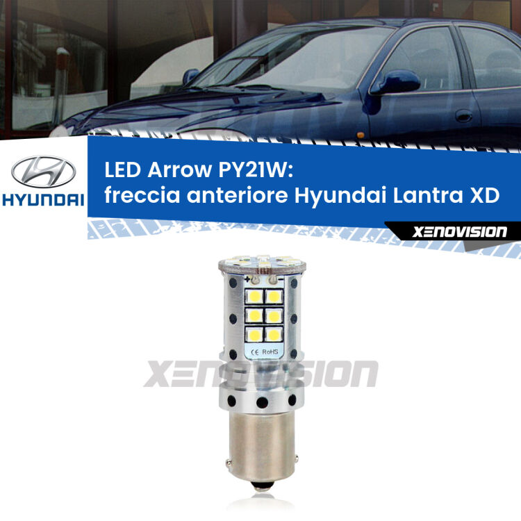 <strong>Freccia Anteriore LED no-spie per Hyundai Lantra</strong> XD 2000 - 2003. Lampada <strong>PY21W</strong> modello top di gamma Arrow.