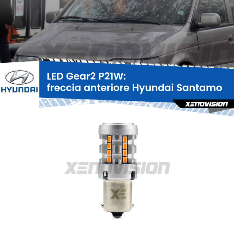 FINE SERIE: NO GARANZIA <strong>Freccia Anteriore LED no-spie per Hyundai Santamo</strong>  1998 - 2002. Lampada <strong>P21W</strong> modello Gear2 no Hyperflash.