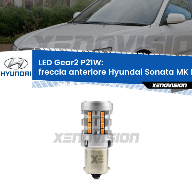 FINE SERIE: NO GARANZIA <strong>Freccia Anteriore LED no-spie per Hyundai Sonata MK II</strong> Y-3 1993 - 1996. Lampada <strong>P21W</strong> modello Gear2 no Hyperflash.