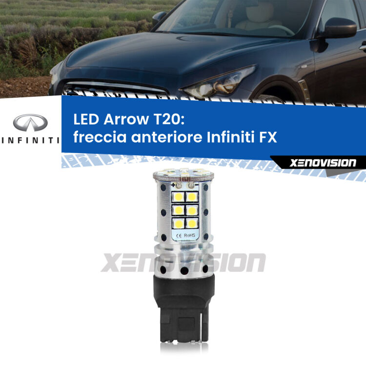 <strong>Freccia Anteriore LED no-spie per Infiniti FX</strong>  2003 - 2008. Lampada <strong>T20</strong> no Hyperflash modello Arrow.