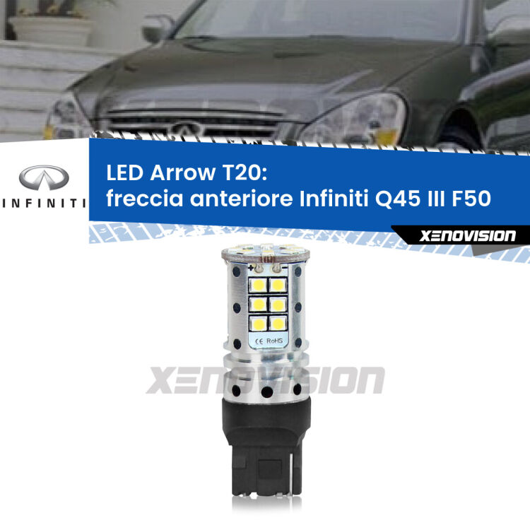 <strong>Freccia Anteriore LED no-spie per Infiniti Q45 III</strong> F50 2001 - 2006. Lampada <strong>T20</strong> no Hyperflash modello Arrow.