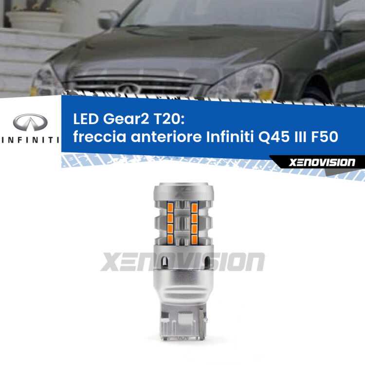 <strong>Freccia Anteriore LED no-spie per Infiniti Q45 III</strong> F50 2001 - 2006. Lampada <strong>T20</strong> modello Gear2 no Hyperflash.