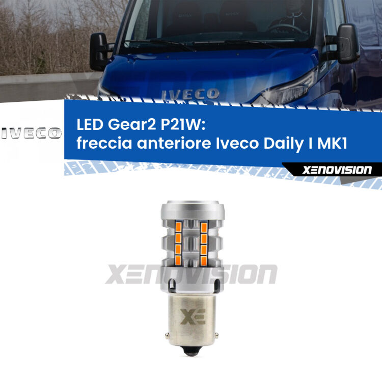 <strong>Freccia Anteriore LED no-spie per Iveco Daily I</strong> MK1 1978 - 1999. Lampada <strong>P21W</strong> modello Gear2 no Hyperflash.