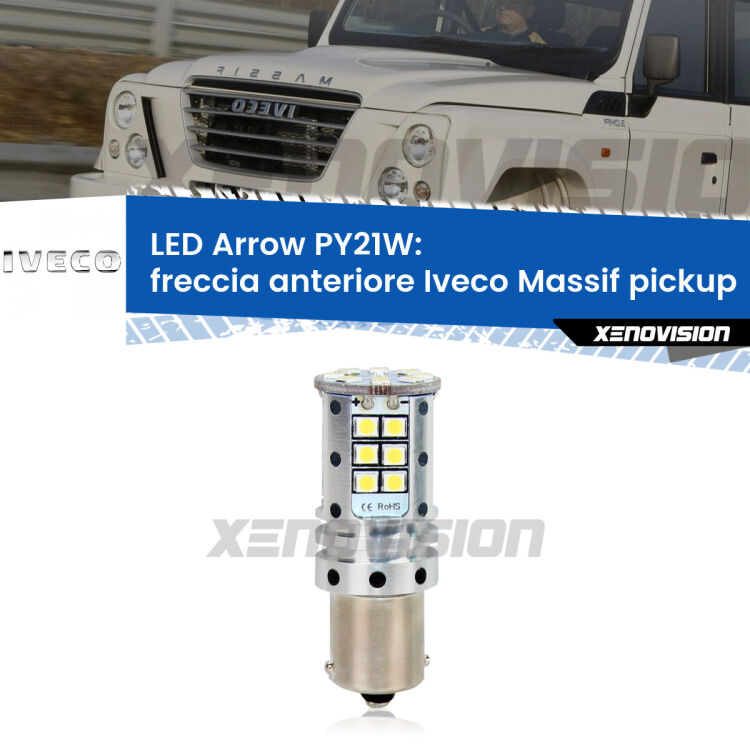 <strong>Freccia Anteriore LED no-spie per Iveco Massif pickup</strong>  2008 - 2011. Lampada <strong>PY21W</strong> modello top di gamma Arrow.