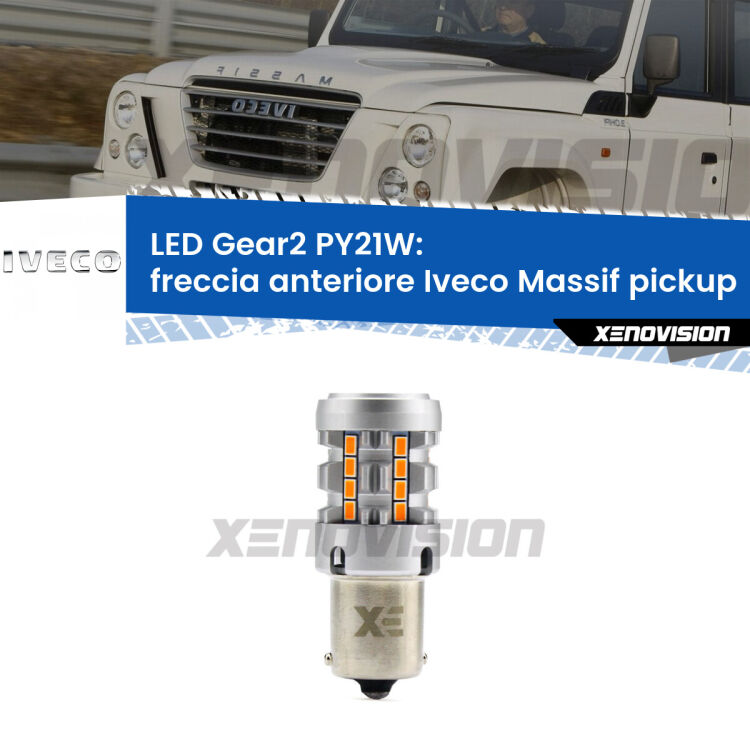 FINE SERIE: NO GARANZIA <strong>Freccia Anteriore LED no-spie per Iveco Massif pickup</strong>  2008 - 2011. Lampada <strong>PY21W</strong> modello Gear2 no Hyperflash.