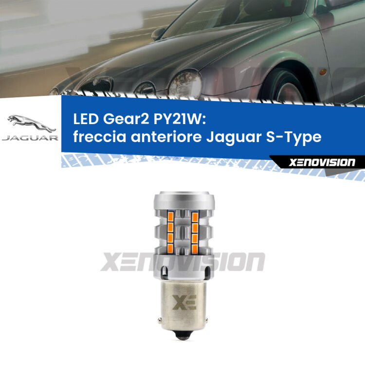 FINE SERIE: NO GARANZIA <strong>Freccia Anteriore LED no-spie per Jaguar S-Type</strong>  1999 - 2007. Lampada <strong>PY21W</strong> modello Gear2 no Hyperflash.