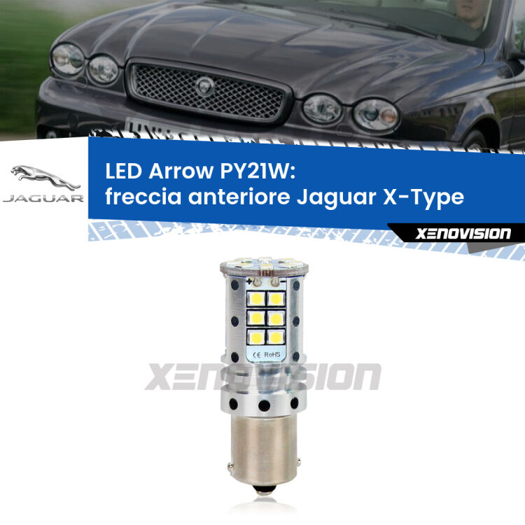 <strong>Freccia Anteriore LED no-spie per Jaguar X-Type</strong>  2001 - 2009. Lampada <strong>PY21W</strong> modello top di gamma Arrow.