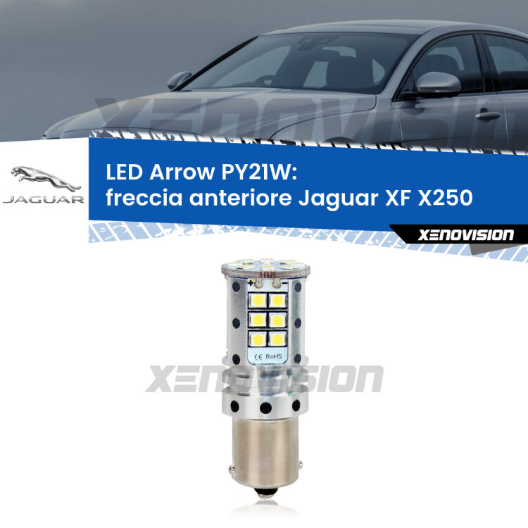 <strong>Freccia Anteriore LED no-spie per Jaguar XF</strong> X250 2007 - 2011. Lampada <strong>PY21W</strong> modello top di gamma Arrow.