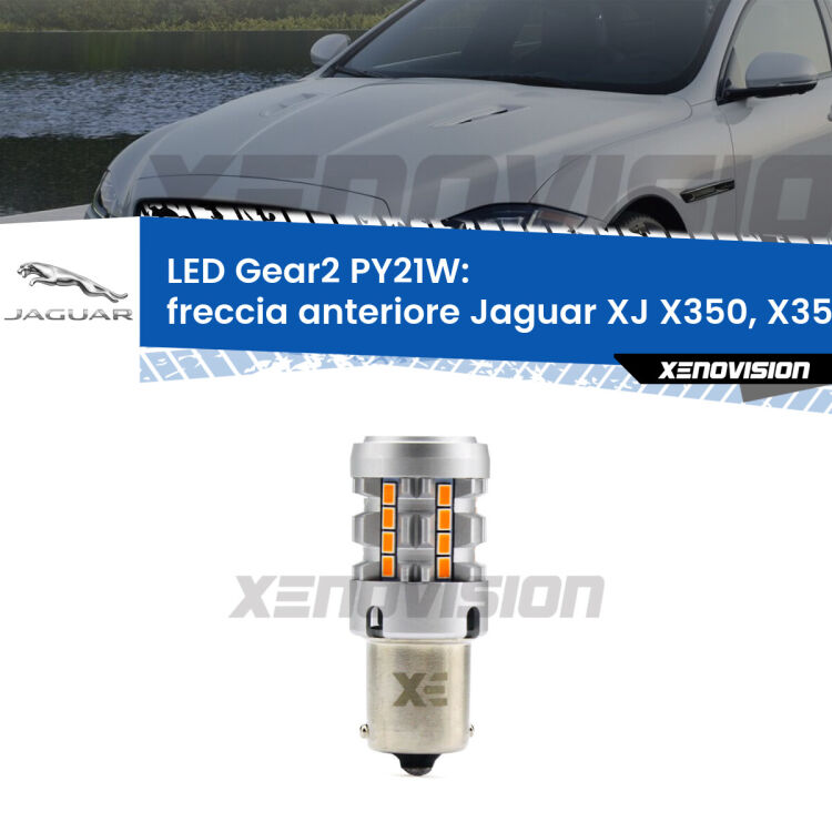 FINE SERIE: NO GARANZIA <strong>Freccia Anteriore LED no-spie per Jaguar XJ</strong> X350, X358 2003 - 2009. Lampada <strong>PY21W</strong> modello Gear2 no Hyperflash.