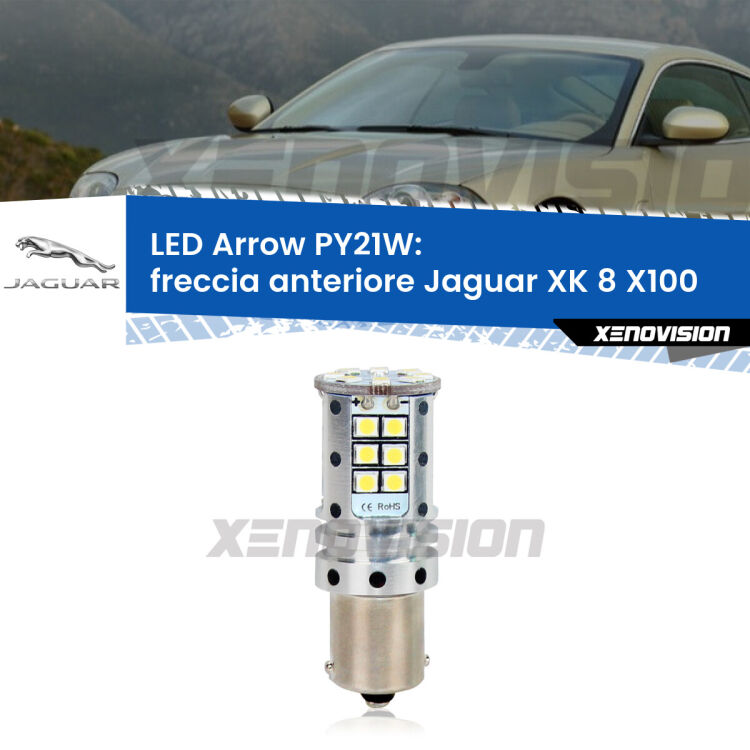 <strong>Freccia Anteriore LED no-spie per Jaguar XK 8</strong> X100 1996 - 2005. Lampada <strong>PY21W</strong> modello top di gamma Arrow.