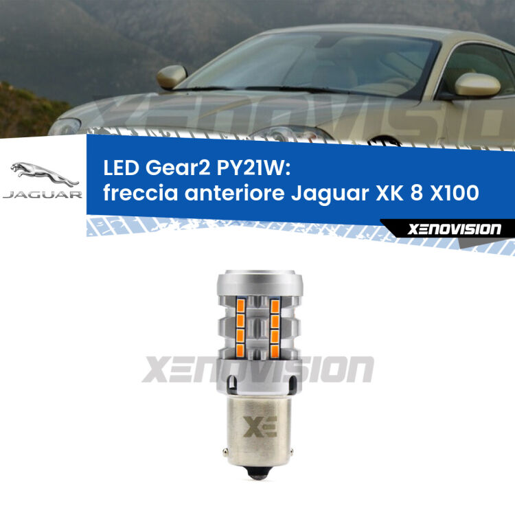 FINE SERIE: NO GARANZIA <strong>Freccia Anteriore LED no-spie per Jaguar XK 8</strong> X100 1996 - 2005. Lampada <strong>PY21W</strong> modello Gear2 no Hyperflash.