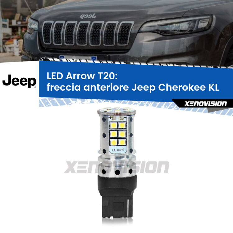 <strong>Freccia Anteriore LED no-spie per Jeep Cherokee</strong> KL 2014 in poi. Lampada <strong>T20</strong> no Hyperflash modello Arrow.