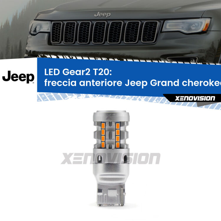 FINE SERIE: NO GARANZIA <strong>Freccia Anteriore LED no-spie per Jeep Grand cherokee IV</strong> WK2 2011 - 2013. Lampada <strong>T20</strong> modello Gear2 no Hyperflash.