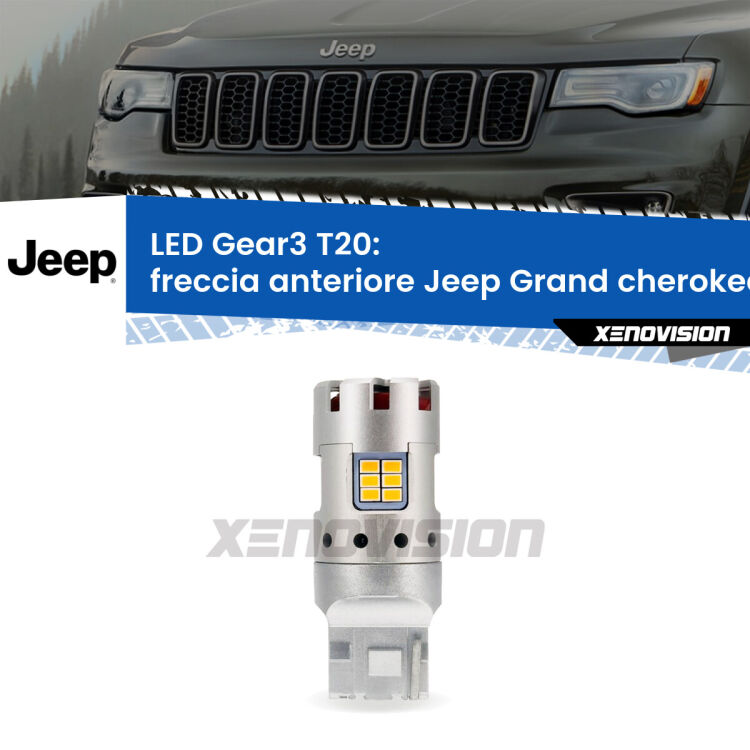 <strong>Freccia Anteriore LED no-spie per Jeep Grand cherokee IV</strong> WK2 2011 - 2013. Lampada <strong>T20</strong> modello Gear3 no Hyperflash, raffreddata a ventola.