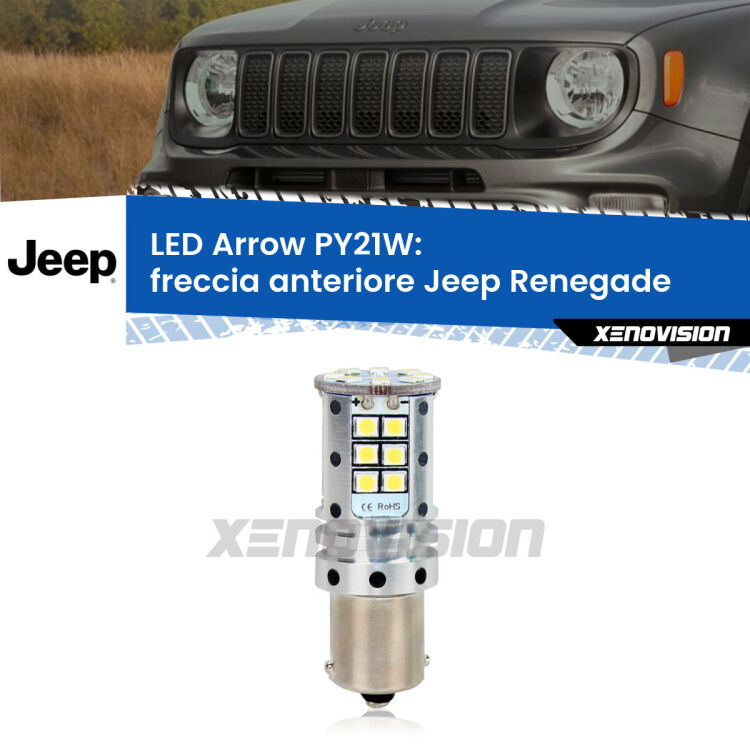 <strong>Freccia Anteriore LED no-spie per Jeep Renegade</strong>  2014 in poi. Lampada <strong>PY21W</strong> modello top di gamma Arrow.