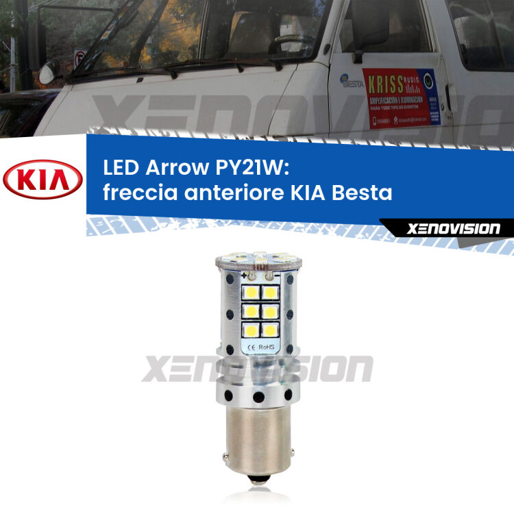 <strong>Freccia Anteriore LED no-spie per KIA Besta</strong>  1996 - 2003. Lampada <strong>PY21W</strong> modello top di gamma Arrow.