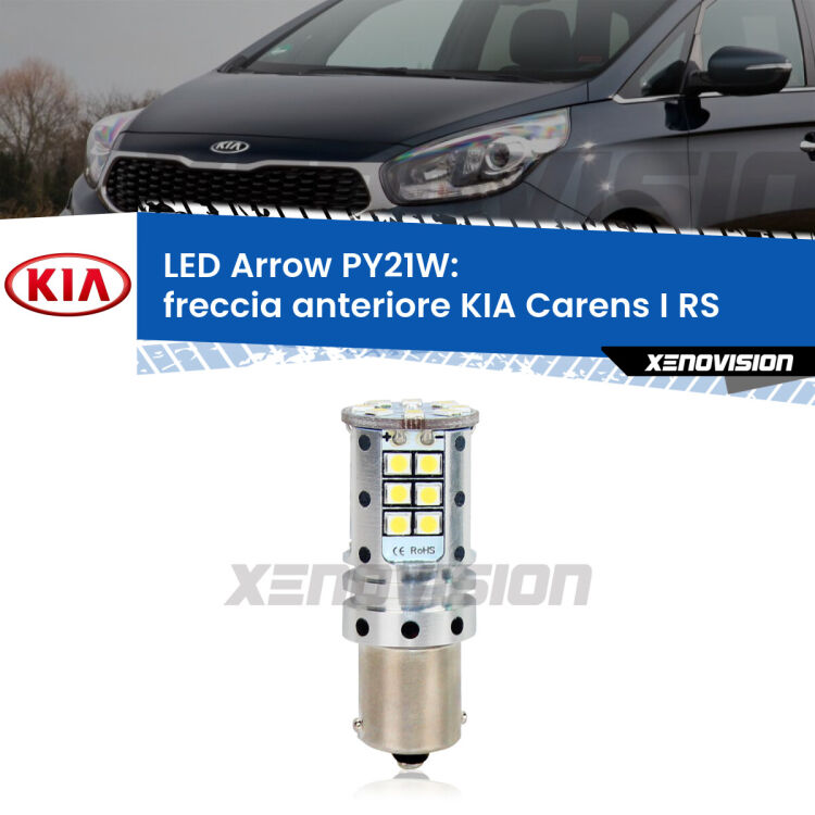 <strong>Freccia Anteriore LED no-spie per KIA Carens I</strong> RS 1999 - 2005. Lampada <strong>PY21W</strong> modello top di gamma Arrow.