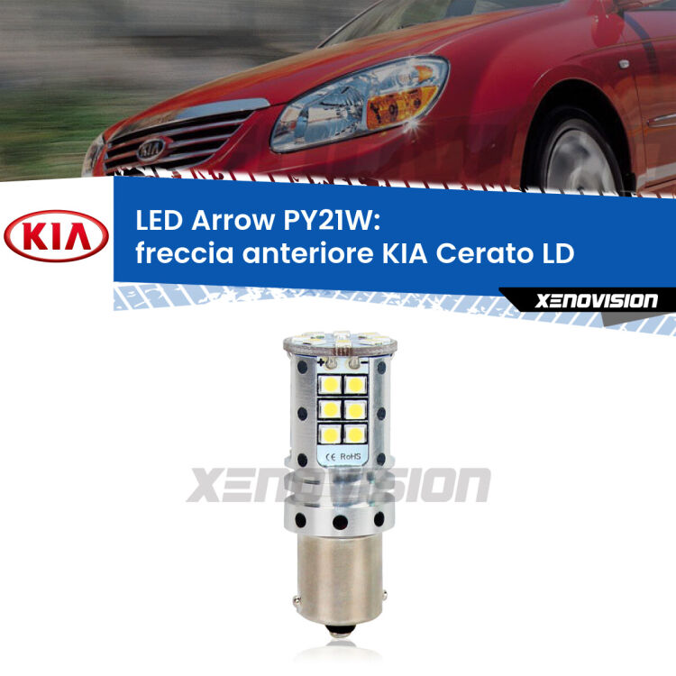 <strong>Freccia Anteriore LED no-spie per KIA Cerato</strong> LD 2003 - 2007. Lampada <strong>PY21W</strong> modello top di gamma Arrow.