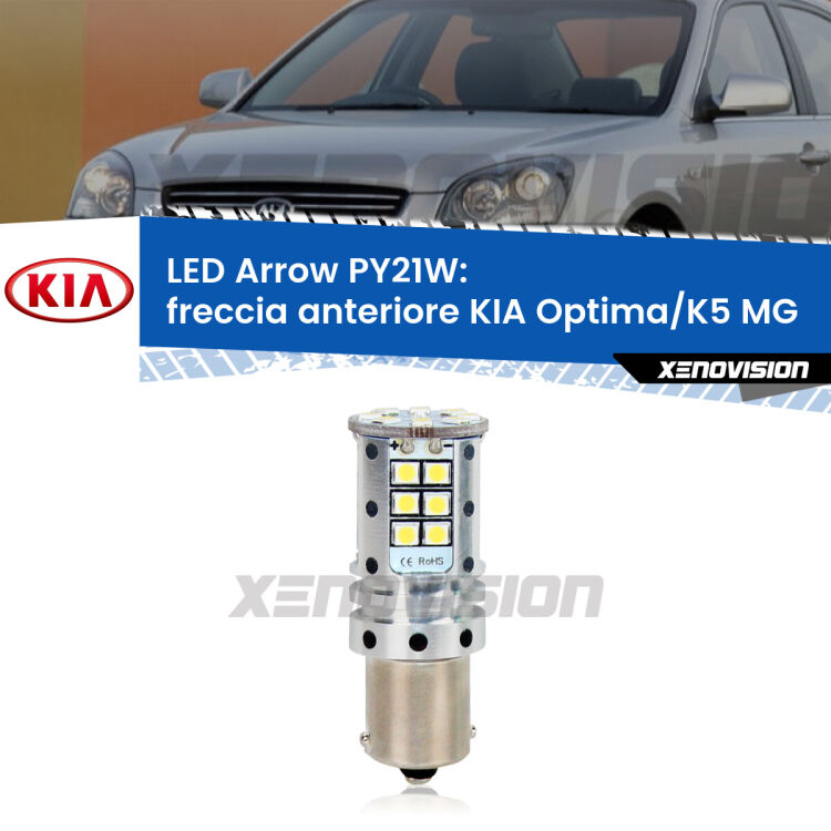 <strong>Freccia Anteriore LED no-spie per KIA Optima/K5</strong> MG 2005 - 2009. Lampada <strong>PY21W</strong> modello top di gamma Arrow.