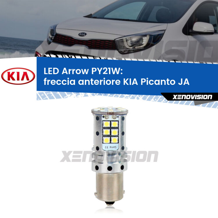 <strong>Freccia Anteriore LED no-spie per KIA Picanto</strong> JA a parabola singola. Lampada <strong>PY21W</strong> modello top di gamma Arrow.