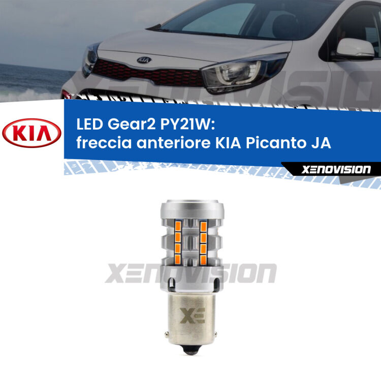 FINE SERIE: NO GARANZIA <strong>Freccia Anteriore LED no-spie per KIA Picanto</strong> JA a parabola singola. Lampada <strong>PY21W</strong> modello Gear2 no Hyperflash.