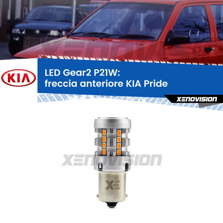 FINE SERIE: NO GARANZIA <strong>Freccia Anteriore LED no-spie per KIA Pride</strong>  1990 - 2001. Lampada <strong>P21W</strong> modello Gear2 no Hyperflash.