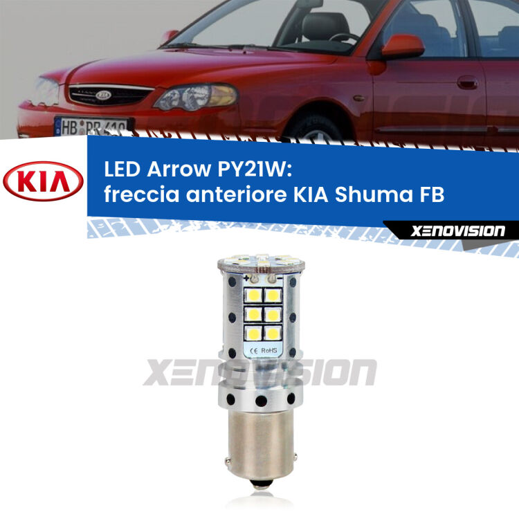 <strong>Freccia Anteriore LED no-spie per KIA Shuma</strong> FB 1997 - 2000. Lampada <strong>PY21W</strong> modello top di gamma Arrow.