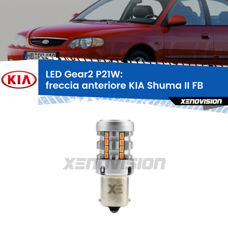 FINE SERIE: NO GARANZIA <strong>Freccia Anteriore LED no-spie per KIA Shuma II</strong> FB 2001 - 2004. Lampada <strong>P21W</strong> modello Gear2 no Hyperflash.