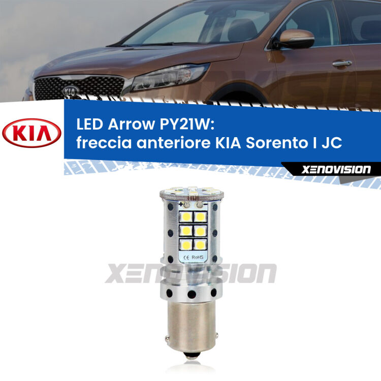 <strong>Freccia Anteriore LED no-spie per KIA Sorento I</strong> JC 2002 - 2008. Lampada <strong>PY21W</strong> modello top di gamma Arrow.