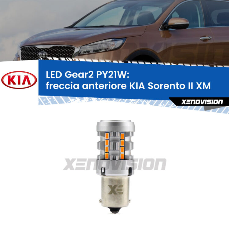 FINE SERIE: NO GARANZIA <strong>Freccia Anteriore LED no-spie per KIA Sorento II</strong> XM 2009 - 2014. Lampada <strong>PY21W</strong> modello Gear2 no Hyperflash.