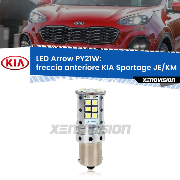 <strong>Freccia Anteriore LED no-spie per KIA Sportage</strong> JE/KM 2004 - 2009. Lampada <strong>PY21W</strong> modello top di gamma Arrow.