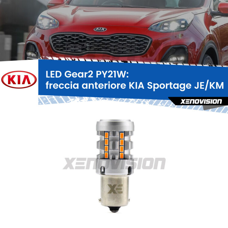 FINE SERIE: NO GARANZIA <strong>Freccia Anteriore LED no-spie per KIA Sportage</strong> JE/KM 2004 - 2009. Lampada <strong>PY21W</strong> modello Gear2 no Hyperflash.