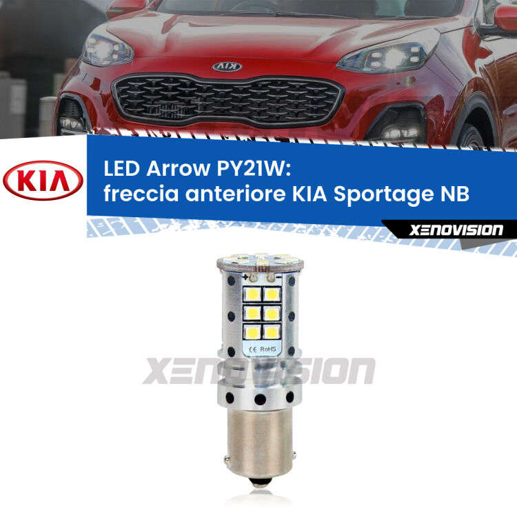 <strong>Freccia Anteriore LED no-spie per KIA Sportage</strong> NB 1993 - 2003. Lampada <strong>PY21W</strong> modello top di gamma Arrow.