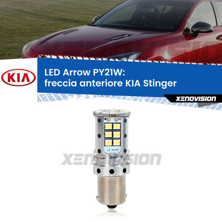 <strong>Freccia Anteriore LED no-spie per KIA Stinger</strong>  2017 in poi. Lampada <strong>PY21W</strong> modello top di gamma Arrow.