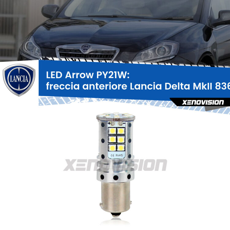 <strong>Freccia Anteriore LED no-spie per Lancia Delta MkII</strong> 836 1993 - 1999. Lampada <strong>PY21W</strong> modello top di gamma Arrow.