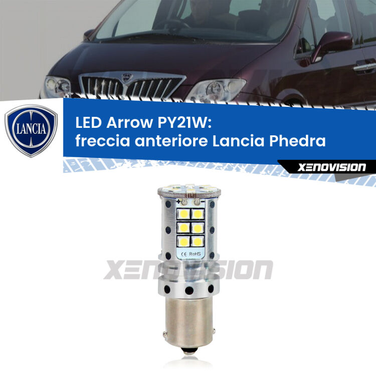 <strong>Freccia Anteriore LED no-spie per Lancia Phedra</strong>  2002 - 2010. Lampada <strong>PY21W</strong> modello top di gamma Arrow.