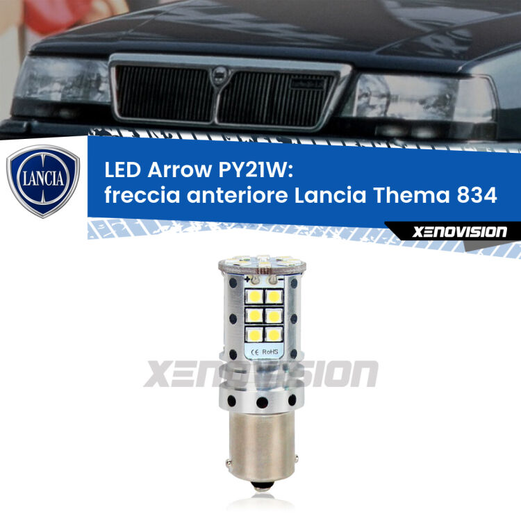 <strong>Freccia Anteriore LED no-spie per Lancia Thema</strong> 834 faro bianco. Lampada <strong>PY21W</strong> modello top di gamma Arrow.