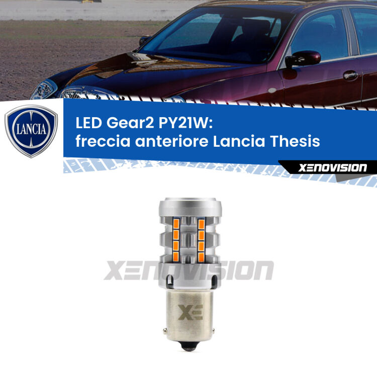 FINE SERIE: NO GARANZIA <strong>Freccia Anteriore LED no-spie per Lancia Thesis</strong>  2002 - 2009. Lampada <strong>PY21W</strong> modello Gear2 no Hyperflash.