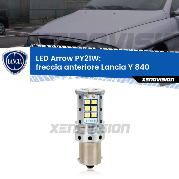 <strong>Freccia Anteriore LED no-spie per Lancia Y</strong> 840 1995 - 2003. Lampada <strong>PY21W</strong> modello top di gamma Arrow.