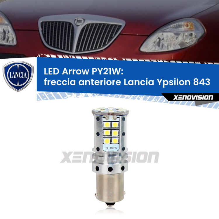 <strong>Freccia Anteriore LED no-spie per Lancia Ypsilon</strong> 843 2003 - 2011. Lampada <strong>PY21W</strong> modello top di gamma Arrow.